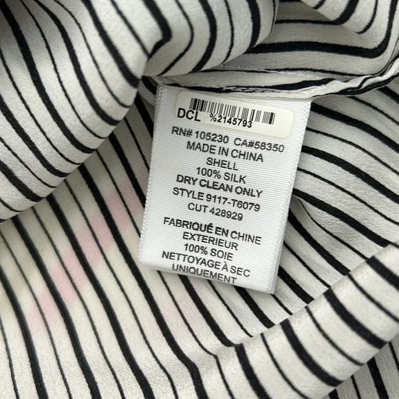 Joie silk off the shoulder blouse, black and white stripes size S, bell sleeves - Picture 5 of 6
